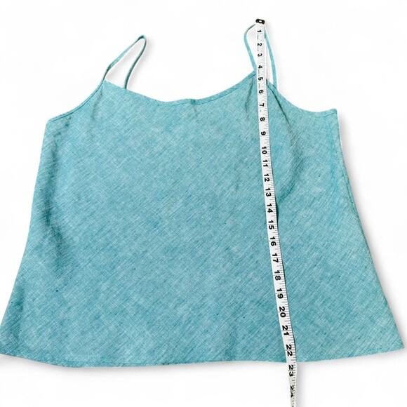 BRYN WALKER 100% Linen Tank Top Blue Aqua Spaghetti‎ Strap Cami USA Made M - Picture 5 of 6